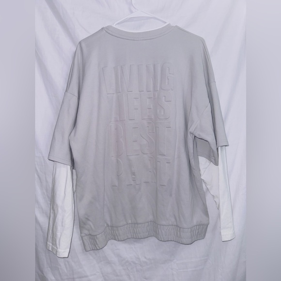 Zara Gray T-shirt Double Zipper Pullover Sweater size medium - Picture 6 of 6